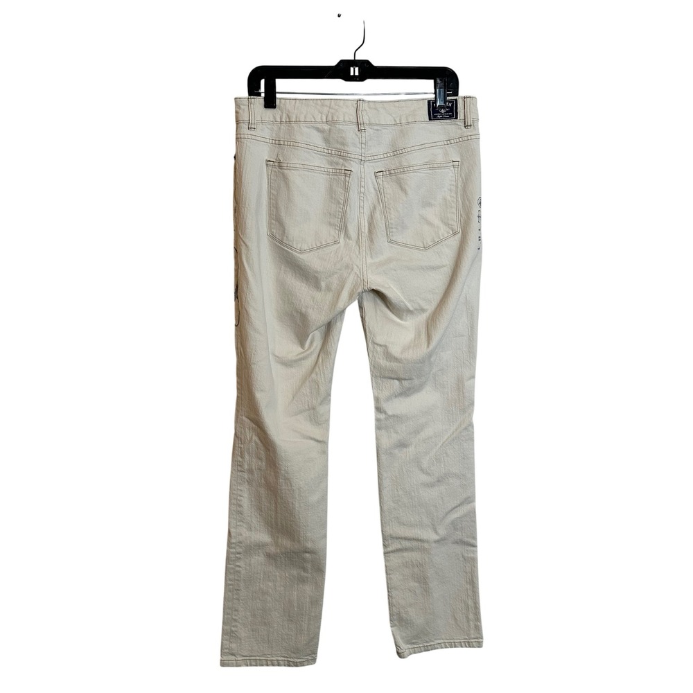 Lauren Ralph Lauren Jeans Co Nautical Print Straight Leg Jeans Size 10 Ivory - Picture 2 of 11
